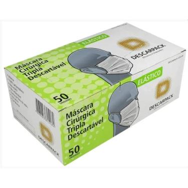 Imagem de Máscara Cirurgica Branca com Elástico Descarpack 50und