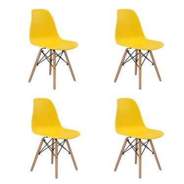 Imagem de Kit 4 Cadeiras Eiffel Pp Base Madeira Rivatti Amarelo