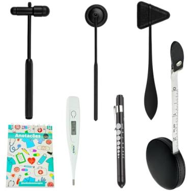 Imagem de Kit Fundamentos da Saúde Martelo de Reflexo Lanterna Clínica Fita Antropométrica Termômetro
