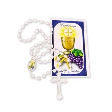 Imagem de Lembrancinha de Primeira Comunhão Primeira Eucaristia Catequese Mini Terço com Cartão Tercinho Presente Lembrança