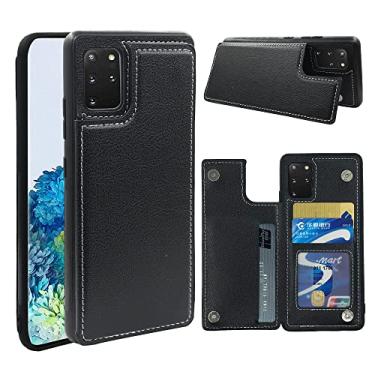 Imagem de Capa compatível com Samsung Galaxy S20 Plus S20+ 5G com suporte magnético para cartão de crédito, acessórios para celular resistente para S20+5G S20plus 20S + S 20 20+ G5 feminino masculino preto