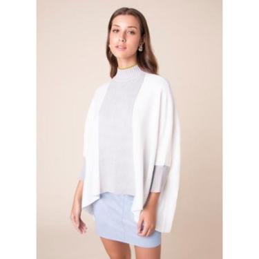 Imagem de Poncho Canelado Bicolor  Off white G-Feminino