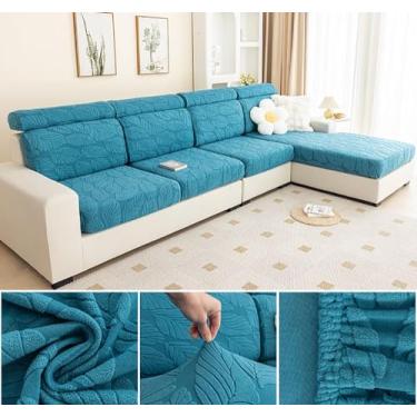 Imagem de Sofá De Estiramento Slipcover Sofá Capa Protetor De Móveis Sofá Macio Com Fundo Elástico Para Crianças, Poliéster Spandex Jacquard Tecido (D,Azul07)