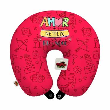 Imagem de Almofada de pescoço viagem amor + netflix namorados lembrança
