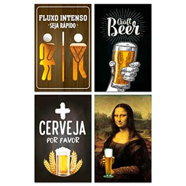 Imagem de Kit Placas Quadros Decorativos Cerveja Frases 4 pçs 20x30 cm