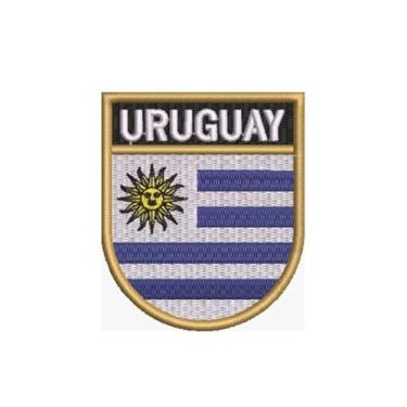 Imagem de BP0023E-011 Bandeira Uruguai Patch Bordado 5,7×6,8cm (D) Matriz Para Bordar)
