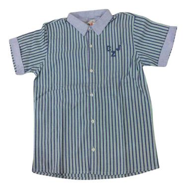 Imagem de Camisa manga curta infantil masc Zemar azul verde listras