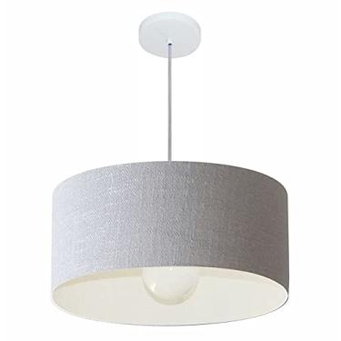 Imagem de Lustre Pendente Cilíndrico 4052 Cúpula Tecido 50x21 cm, Vivare Iluminação, Pendente4052 CZ, Cinza, Médio