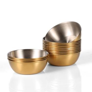 Imagem de Moxinox Copos de molho 85 g 24 peças de aço inoxidável de dois tons. Recipientes de porção empilháveis reutilizáveis para amostragem, acompanhamentos de molho de salada ou molhos. Ramekin pequeno para