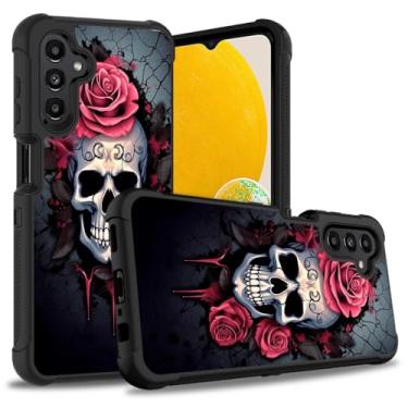 Imagem de ZXHSBROK Capa para Galaxy S23, capa resistente 3 em 1 híbrida de plástico rígido e silicone macio à prova de choque com proteção contra quedas para Samsung Galaxy S23 5G, rosa crânio