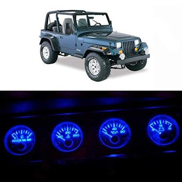 Imagem de WLJH Painel de instrumentos azul brilhante medidor aglomerado velocímetro tacômetro lâmpada indicadora kits de luz LED pacote substituição para Jeep Wrangler 1992-1995