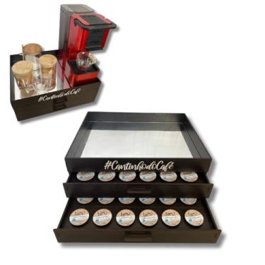 Imagem de BOXFAN Bandeja porta cápsulas três corações, espelhada com 2 gavetas para cantinho do café, sofisticada para decoração e elegante, suporte para 48 cápsulas