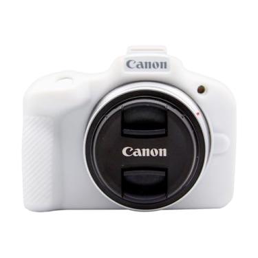 Imagem de Rieibi Capa para câmera EOS R50, capa protetora de silicone fosco para câmera Canon EOS R50 EOSR50, capa leve para câmera EOS R50 - branca