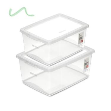 Imagem de Kit 2 Caixas Organizadora Ordene 7,5 E 15 Lt Com Tampa