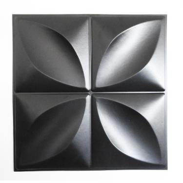 Imagem de Placa 3D PVC Auto Adesiva Decorativa Pétalas Flor Revestimento Preta A