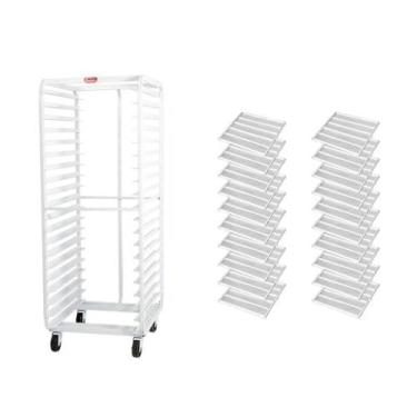 Imagem de Kit Estante Aberta Imeca Com 20 Assadeiras 58x70cm Vazia Desmontável P