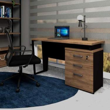Imagem de Mesa de Escritório 1,20m com Gaveteiro 3 Gavetas Ameixa Pre F5 - F5 Of