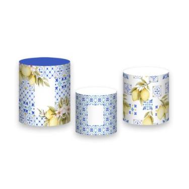 Imagem de Trio de Capas de Cilindro - Efeito Azulejo com Limões Sicilianos 066 -