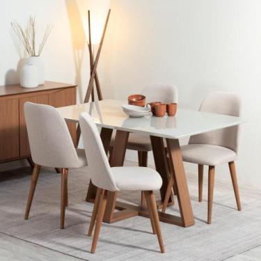 Imagem de Conjunto de Jantar Mesa com Vidro Avena 4 Cadeiras New Drop - Canella 