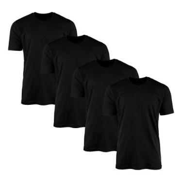 Imagem de Kit 4 Camisetas AMGK Masculina Lisa Básica 100% Algodão, M, Preto, Mas