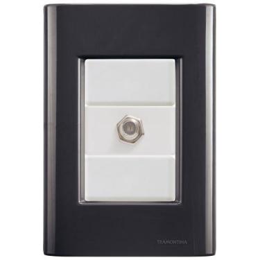 Imagem de Cj Tomada conexão TV SAT Coaxial Giz Grafite Tramontina completo pront