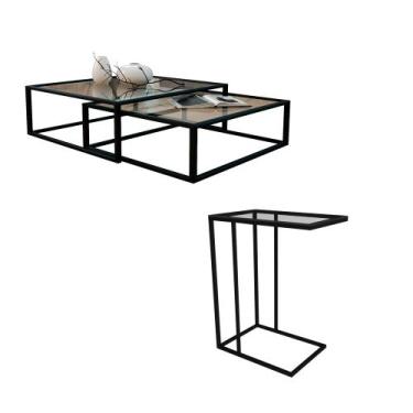 Imagem de Kit Industrial Duo Mesa De Centro Catarina 35x135 E Mesa Lateral Encai