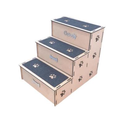 Imagem de Escada Pet Mdf 50cm 3 Degraus Com Carpete Personalizada - IMGROPPO