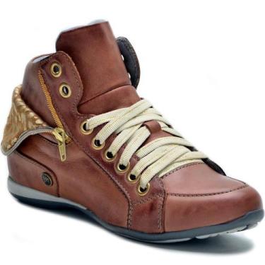 Imagem de Tênis Casual Feminino Cano Alto Couro Palmilha Gel Conforto - BM Brasi