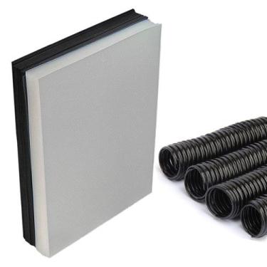 Imagem de Kit Encadernação A4 50 Capas Lisa Preto + 50 Capas Line Transparente +