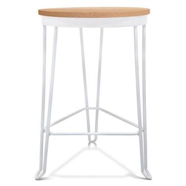 Imagem de Banqueta Banco Baixo Guatemala Estilo Industrial - Branco/ Jade - Genu