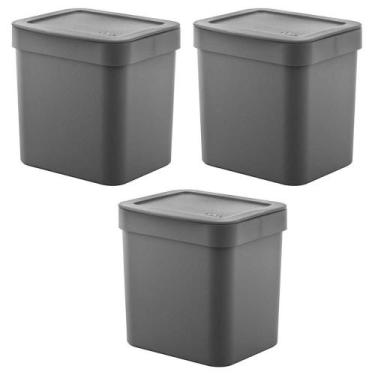 Imagem de 3x Lixeira de Cozinha Pequena 4,7 Litros OU Trium Cinza