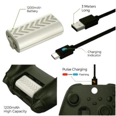 Imagem de Bateria Recarregável + Cabo USB-C 3 Metros Compatível com Controle Joy