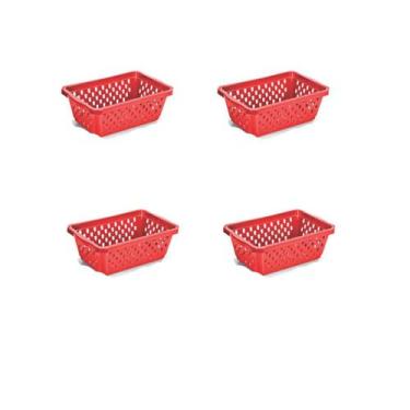Imagem de Kit 4 Cesto Organizador Multiuso Médio  Vermelho - 123 Organizei