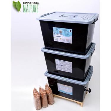 Imagem de Composteira Doméstica Minhocário 168 L Nature com suporte - Produza se
