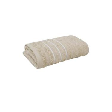 Imagem de Toalha de Rosto Leve Macia Ondulada Jacquard Bege Wave Corttex