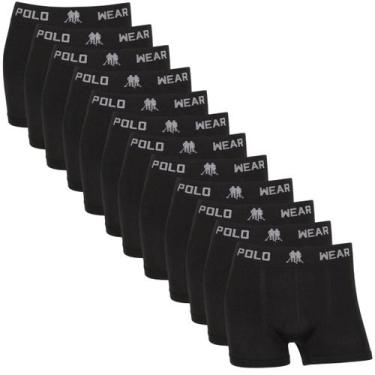 Imagem de Kit 12 Cueca Boxer Masculino Polo Wear Microfibra Sem Costura, Preto, 
