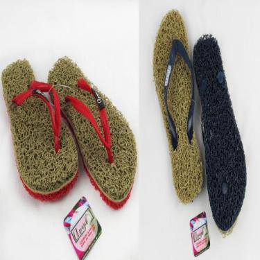 Imagem de 2 pares de Chinelos Apaju  duplo capacho massageador, Bege, 37/38