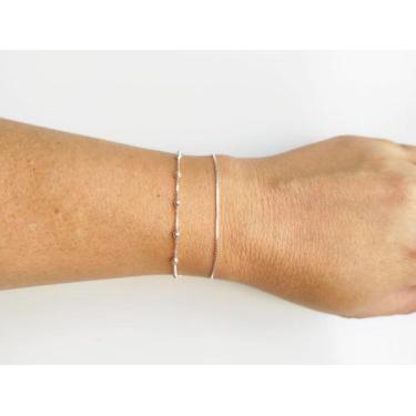 Imagem de Kit 2 Pulseiras Femininas Bolinha Veneziana Maciça Prata 925 - DR Joia