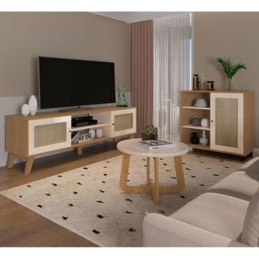 Imagem de Conjunto Rack e Buffet Charlotte e Mesa De Centro Jasmin Artely Cor Ca