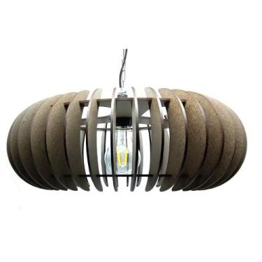 Imagem de Lustre Luminária Pendente de Madeira MDF Mod. Sophia GD Reto Tabaco - 