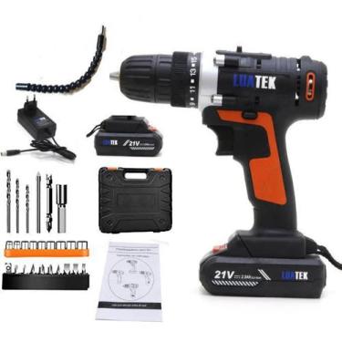 Imagem de Kit Furadeira E Parafusadeira Bivolt Sem Fio + 2 Bateria 21v - PlaySho