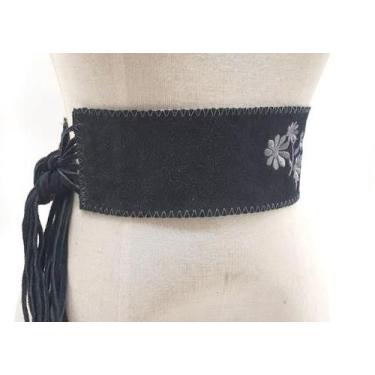 Imagem de Cinto feminino de amarrar sem fivela de couro camurça ma001c - Barão d