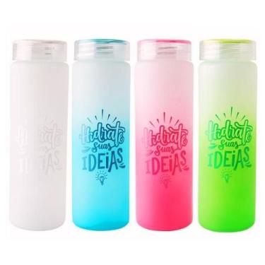 Imagem de Kit 5 Garrafas Squeeze De Vidro 420ml Colorida Com Alça - HomeCk