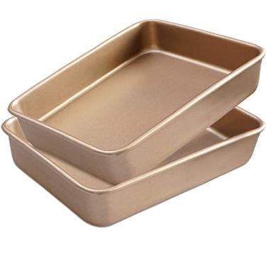 Imagem de Pacote com 2 formas de assadeira de 28 cm, assadeira de tamanho profundo antiaderente, assadeira de brownie, forma de pão, torradeira, forno, forno, forno, utensílios, 28 x 23 cm, fácil de limpar e