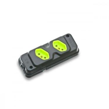 Imagem de Tomada Barra Fiolux   Dupla 20A 2 Polos+Terra Preta/Verde  28310200117