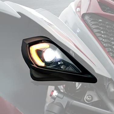Imagem de A & UTV PRO Kit de capas de faróis de LED para Yamaha Raptor 250 350 700 YFZ 450 YFZ450R YFZ450X Wolverine 2006-2022, farol de cabeça farol alto-baixo seta luz DRL, 4 peças preto, UDHLRAP2U