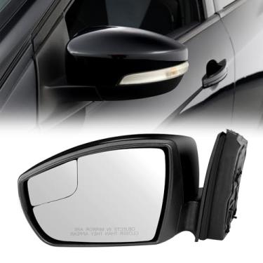 Imagem de Espelho retrovisor esquerdo do lado do motorista compatível com Ford Focus 2012 2013 2014 2015 2016 2017 2018, espelho retrovisor com 5 pinos, ajuste elétrico e seta (preto)