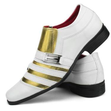 Imagem de Sapato social masculino Pizzolev original branco com dourado - Pizzole