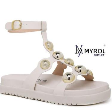 Imagem de Sandália Papete Aranha  Flat Myrol Outlet, 40, Bege