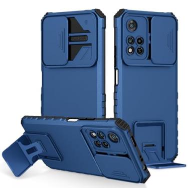 Imagem de Vokuha Capa para Redmi 10, Capa para Redmi 10 Prime/Redmi 10 2022 com suporte para lente de câmera deslizante de grau militar, capa protetora à prova de choque para Xiaomi Redmi 10 azul